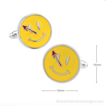 Round Shape Copper Cufflinks Wholesale High Quality Sweet Smile Cufflinks For Men
